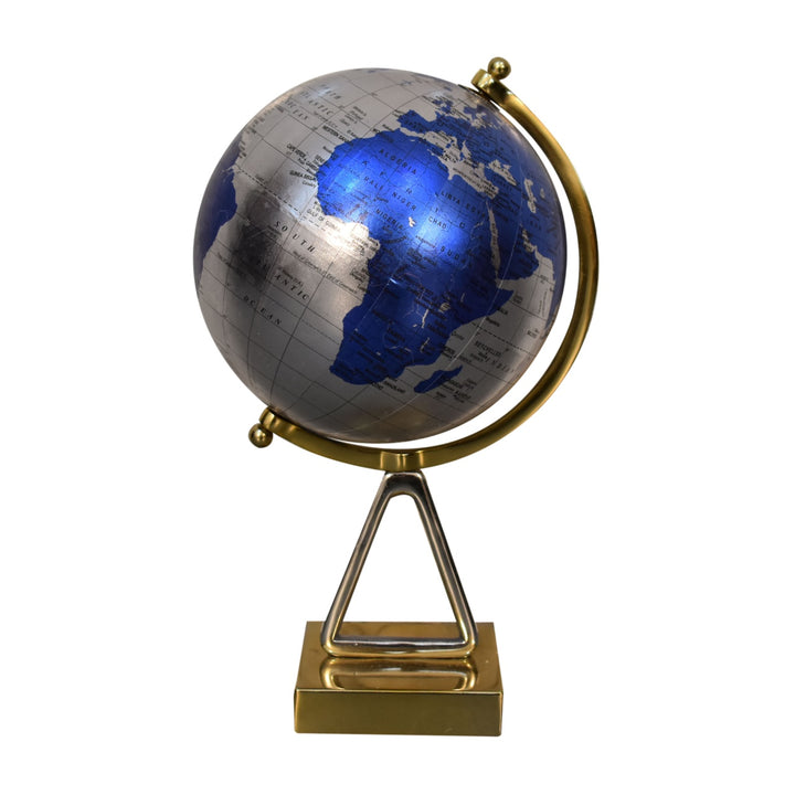 Mixed Chrome and Brass Blue Globe - Smiddy Furniture