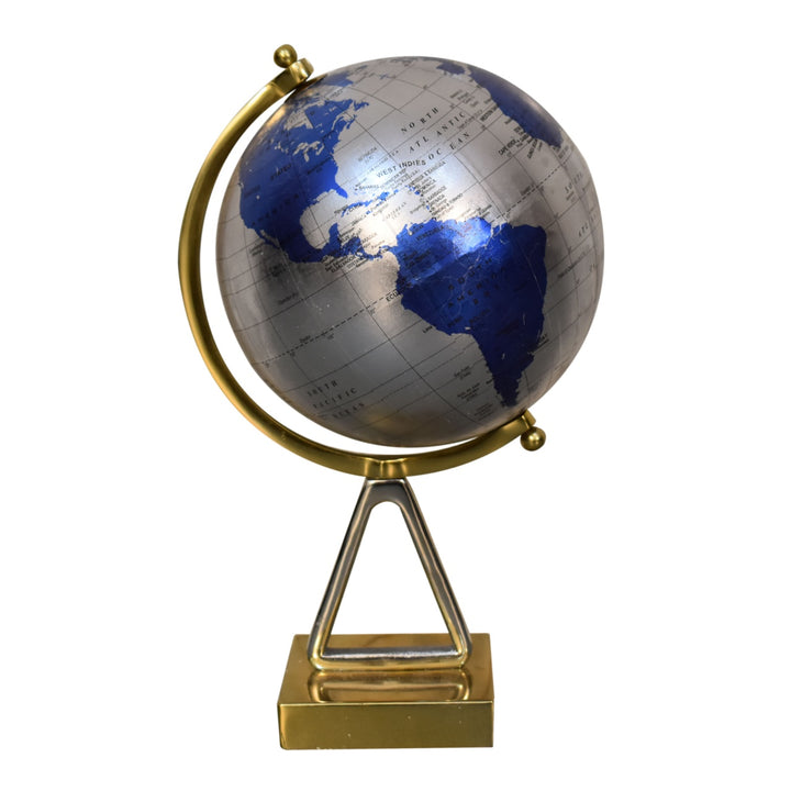 Mixed Chrome and Brass Blue Globe - Smiddy Furniture