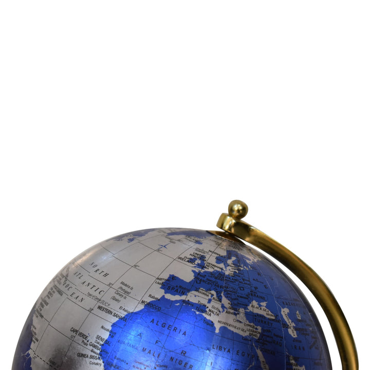 Mixed Chrome and Brass Blue Globe - Smiddy Furniture