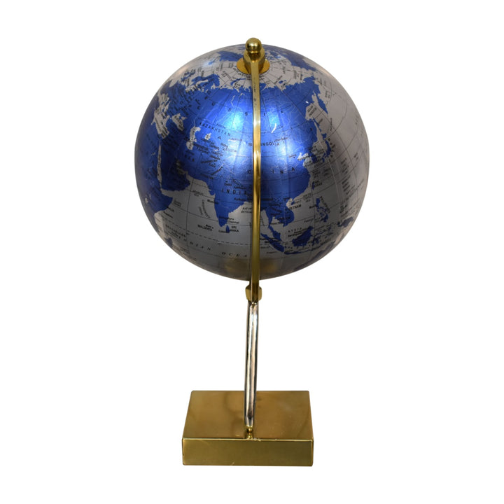 Mixed Chrome and Brass Blue Globe - Smiddy Furniture