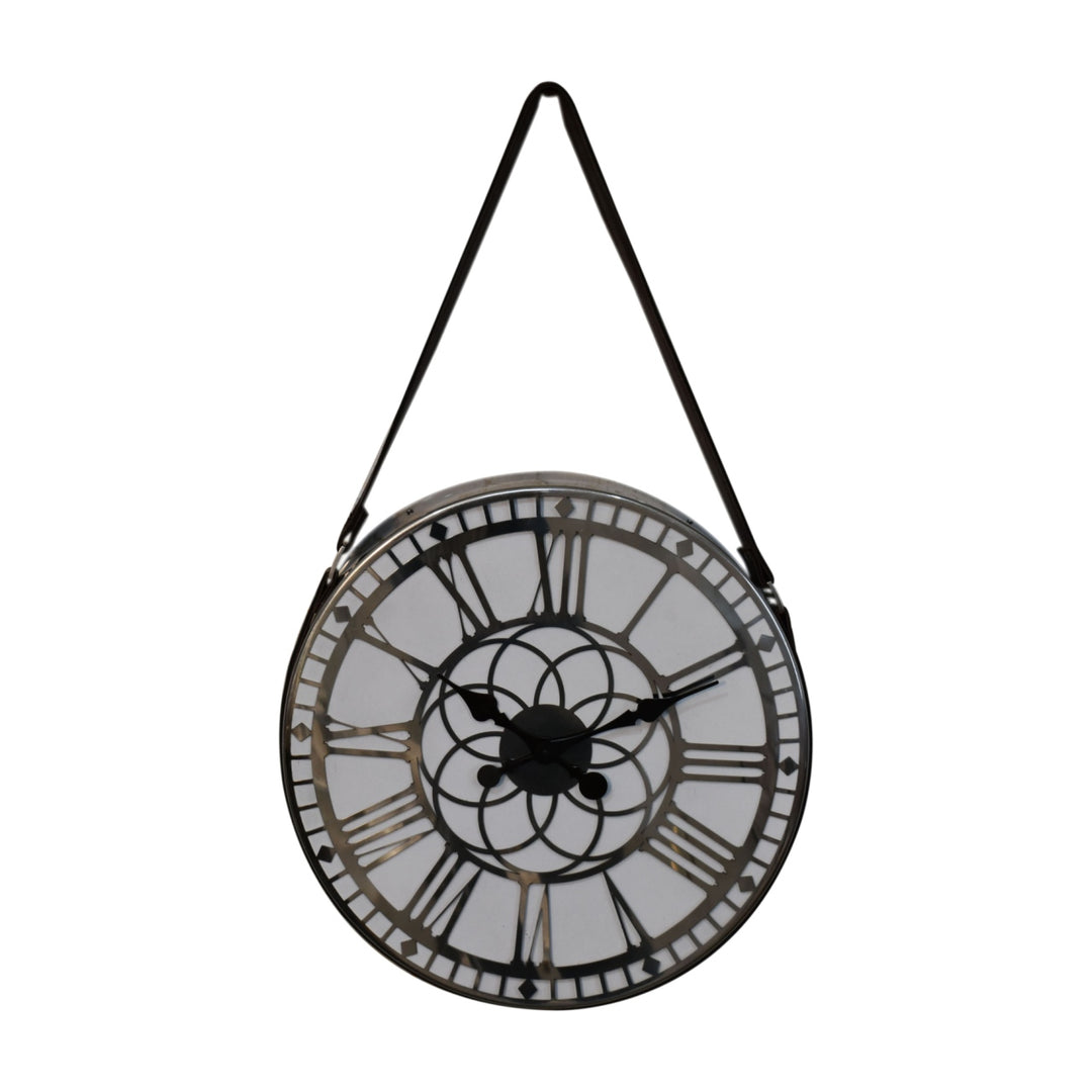 White Chrome Hanging Wall Clock - Smiddy Furniture