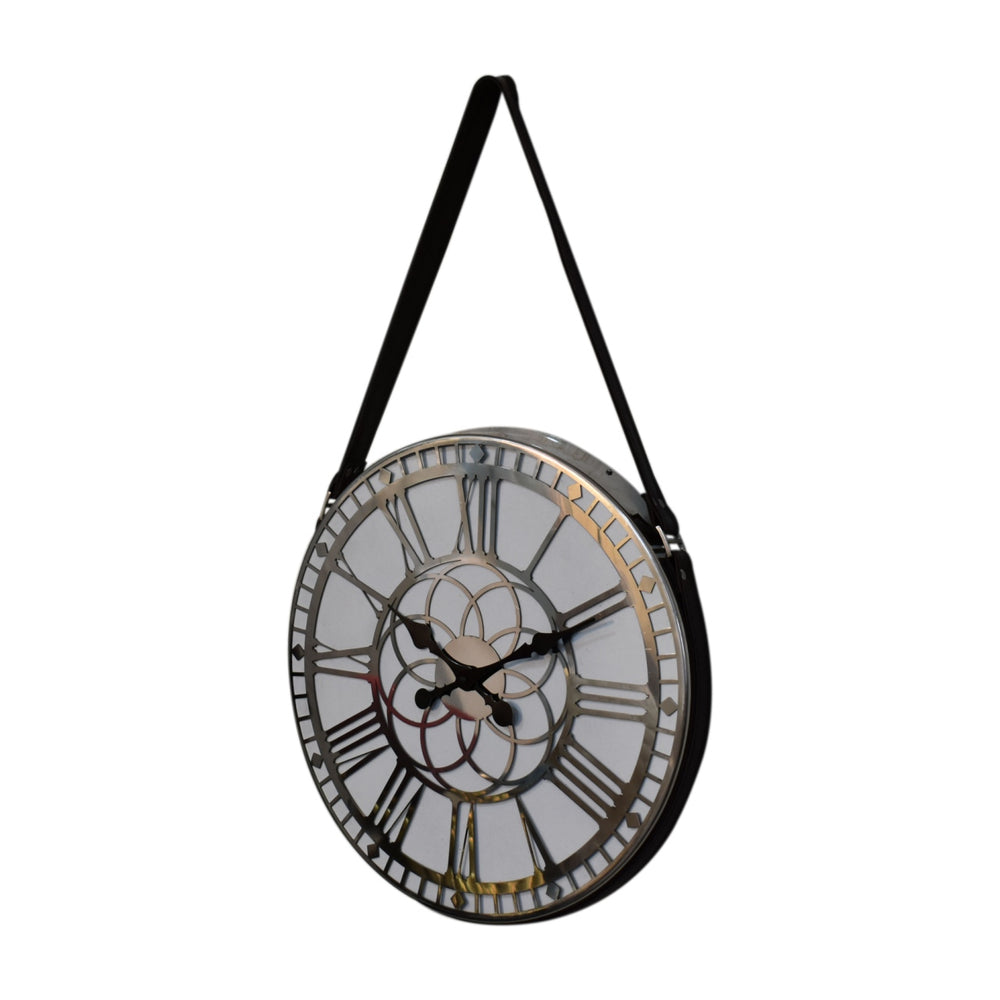 White Chrome Hanging Wall Clock - Smiddy Furniture