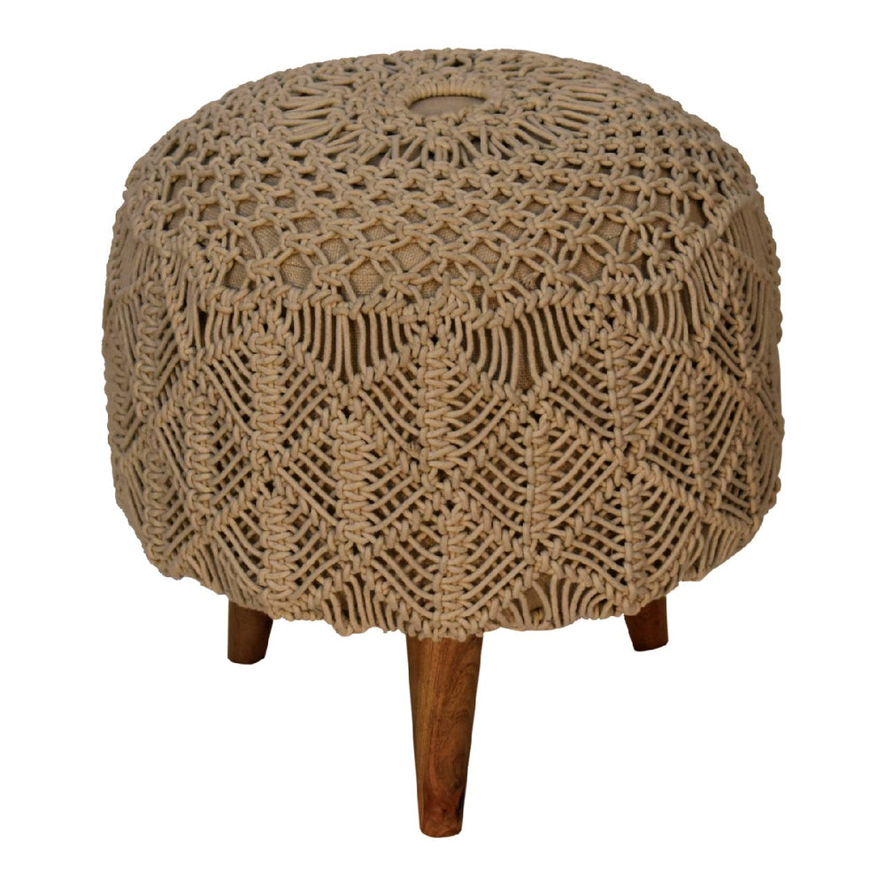 Crotchet Beige Footstool - Smiddy Furniture