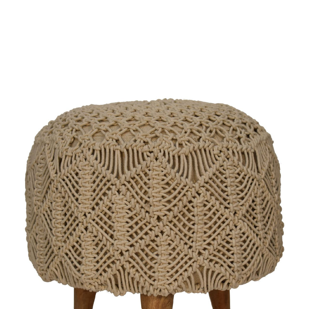 Crotchet Beige Footstool - Smiddy Furniture