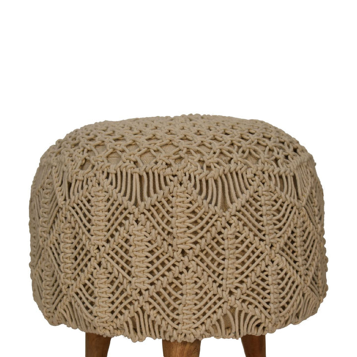 Crotchet Beige Footstool - Smiddy Furniture