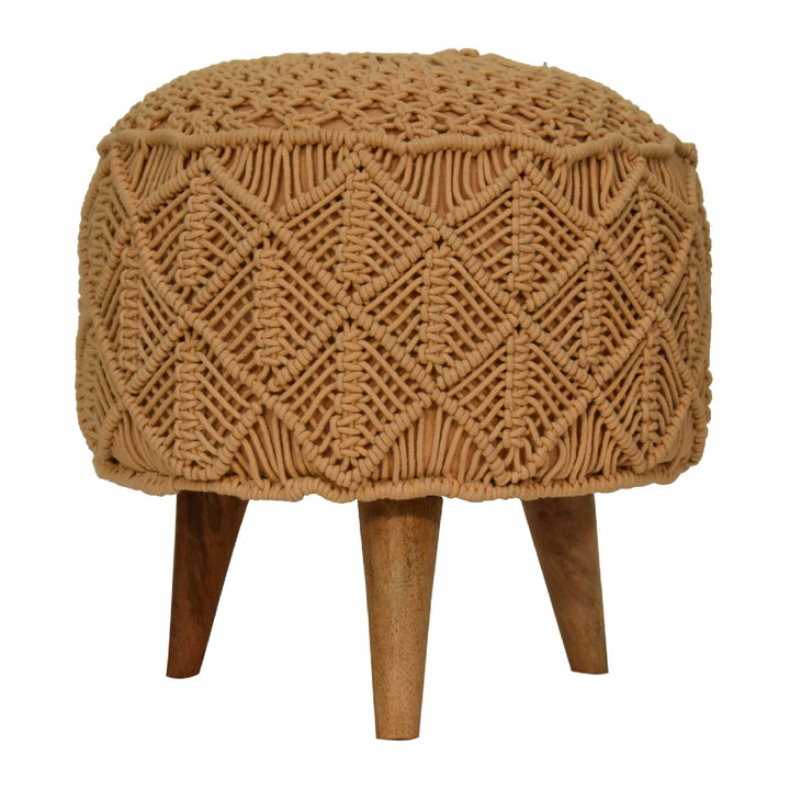 Crotchet Mustard Footstool-Smiddy Furniture
