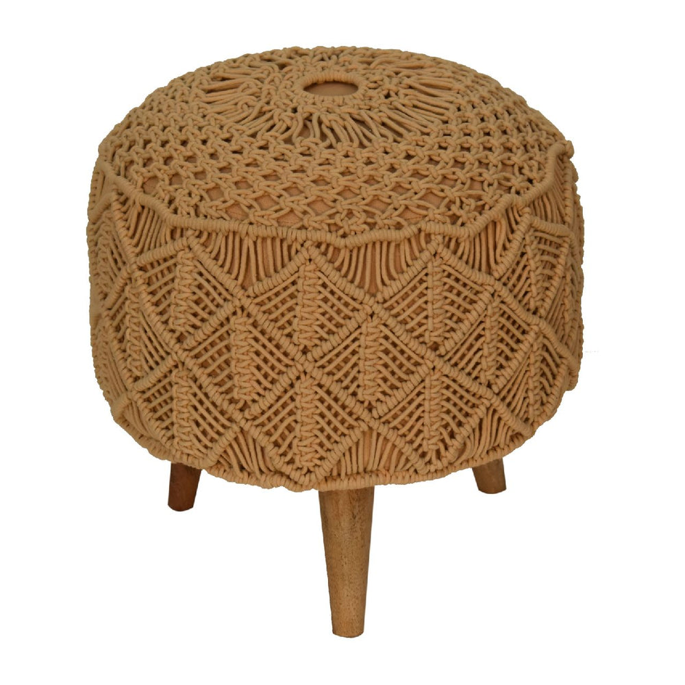 Crotchet Mustard Footstool-Smiddy Furniture