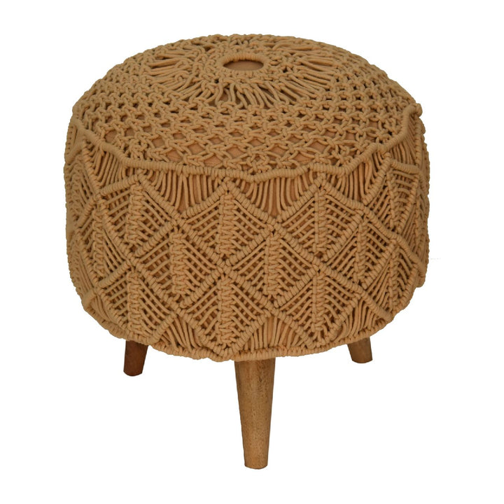 Crotchet Mustard Footstool-Smiddy Furniture