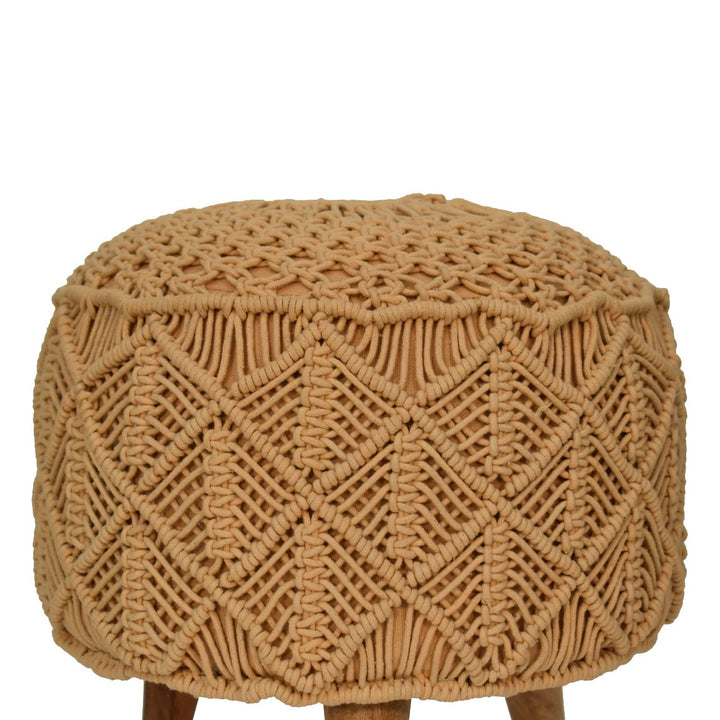 Crotchet Mustard Footstool-Smiddy Furniture