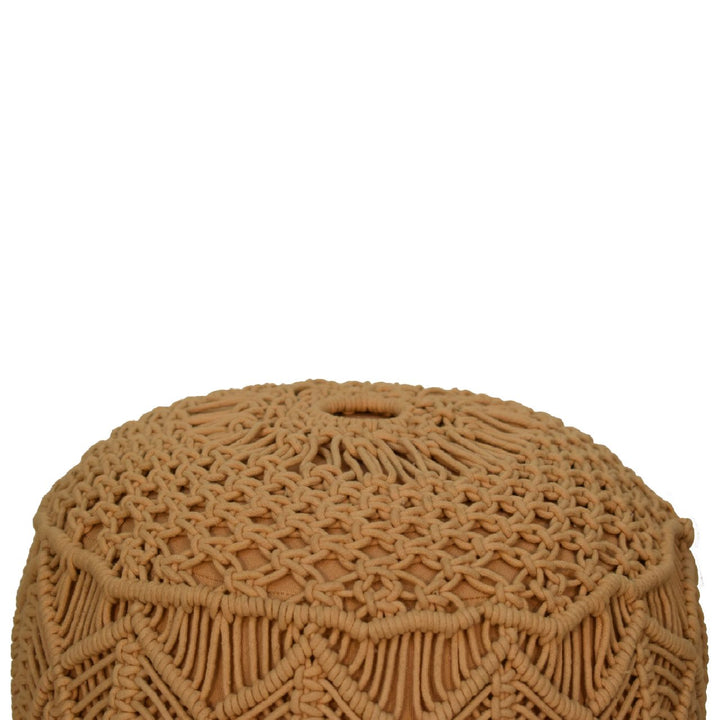 Crotchet Mustard Footstool-Smiddy Furniture