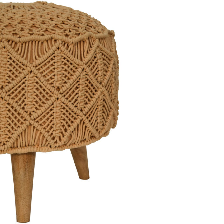 Crotchet Mustard Footstool-Smiddy Furniture