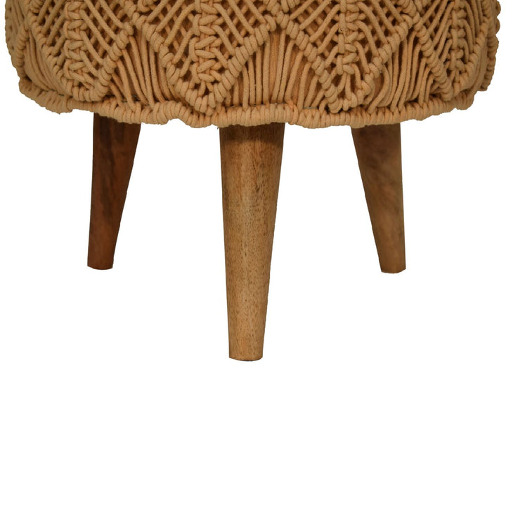 Crotchet Mustard Footstool-Smiddy Furniture