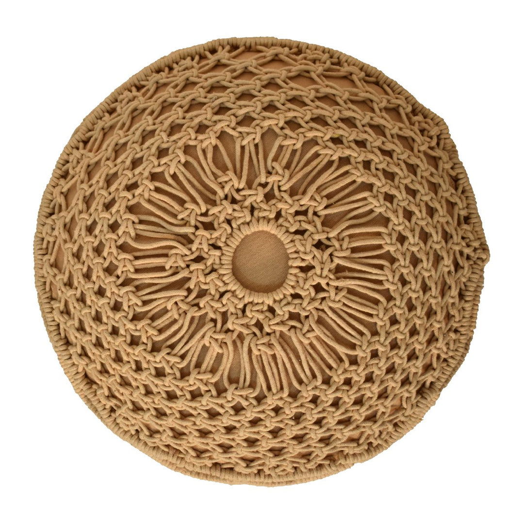 Crotchet Mustard Footstool-Smiddy Furniture