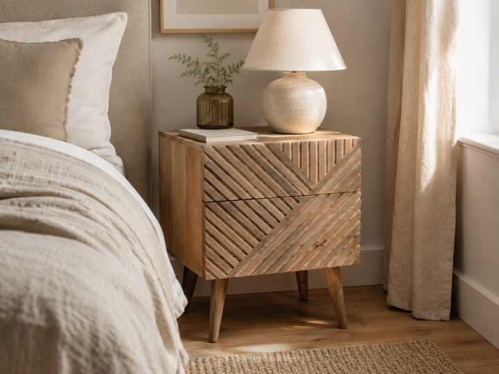 Lille 2 Drawer Oak-ish Bedside