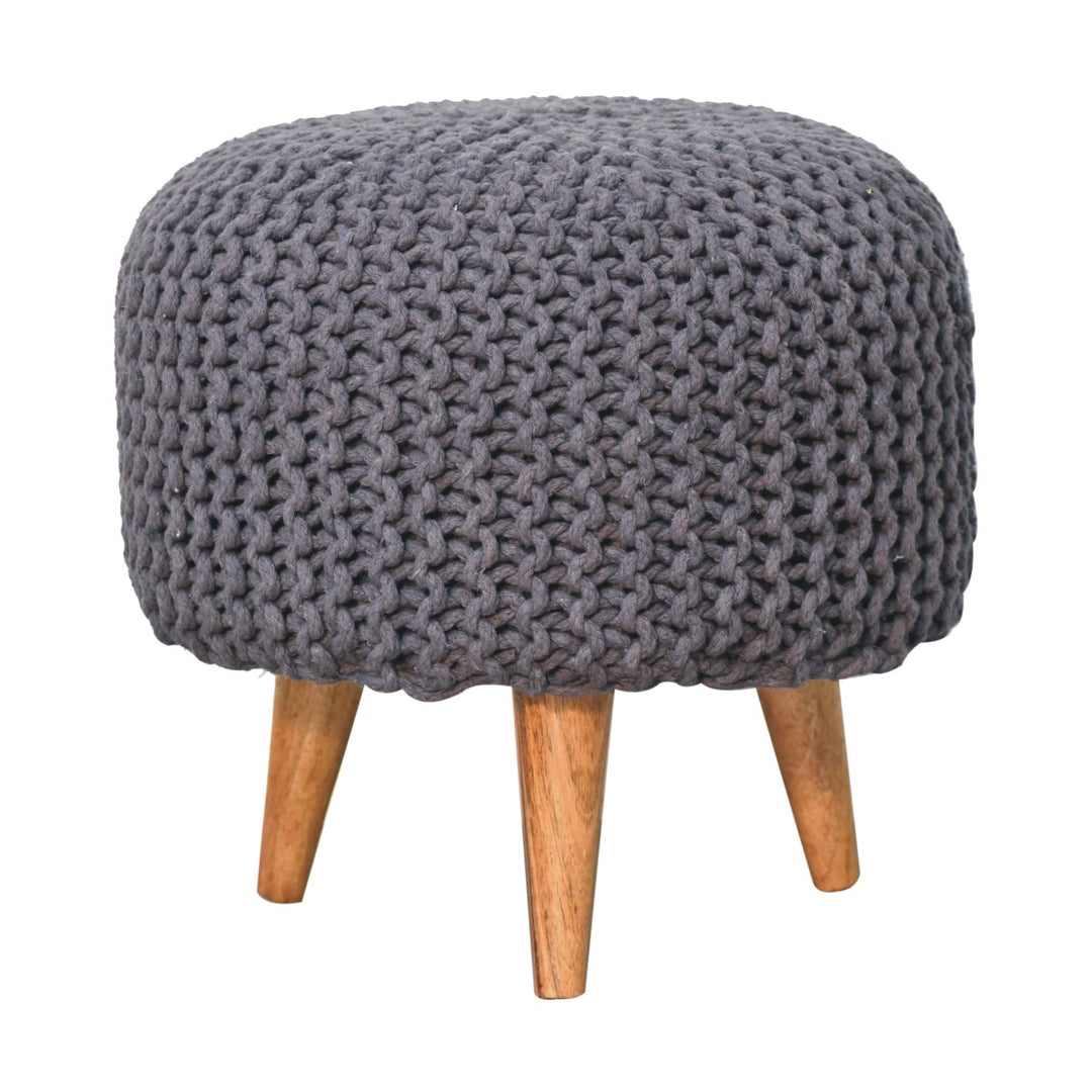 Keeva Grey Round Footstool - Smiddy Furniture