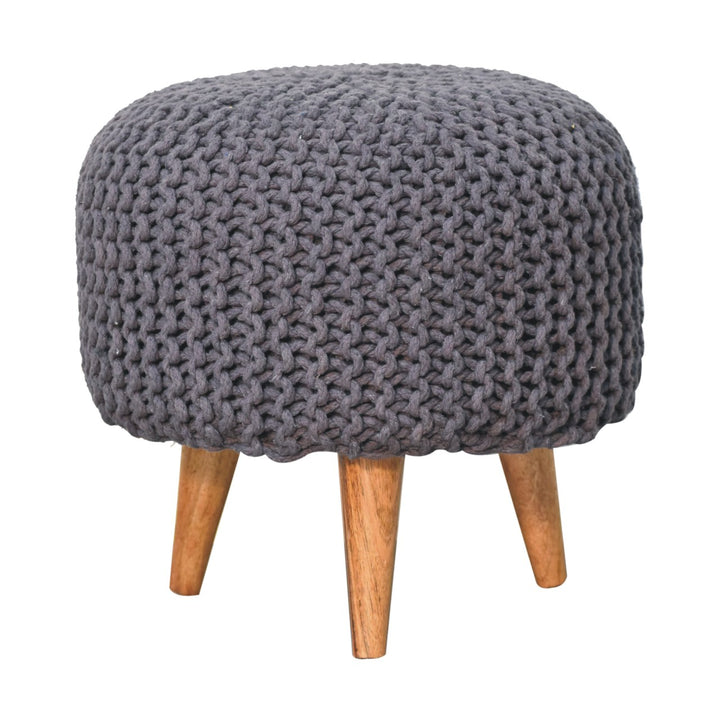 Keeva Grey Round Footstool - Smiddy Furniture