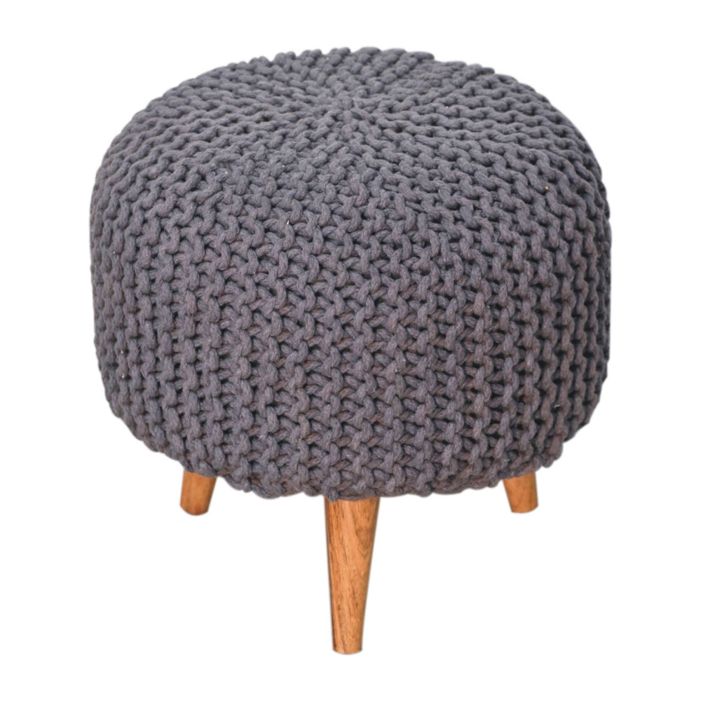 Keeva Grey Round Footstool - Smiddy Furniture