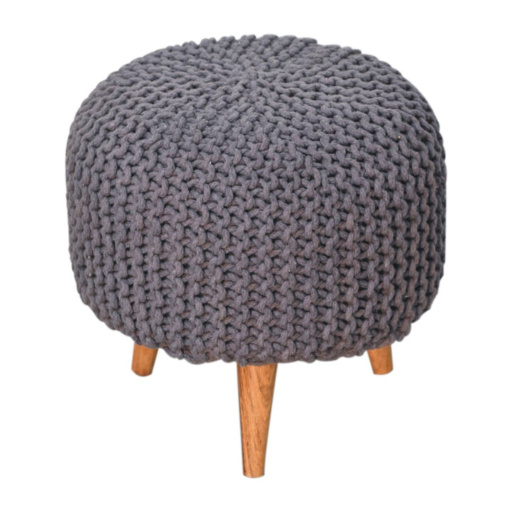 Keeva Grey Round Footstool - Smiddy Furniture