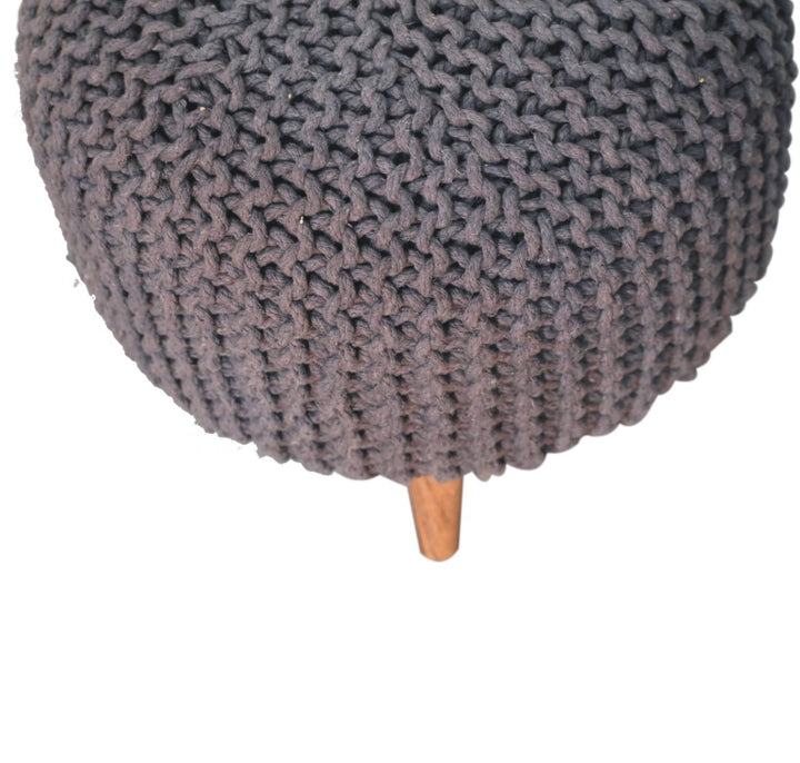 Keeva Grey Round Footstool - Smiddy Furniture
