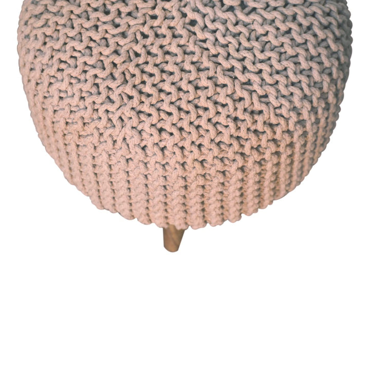 Keeva Beige Round Footstool - Smiddy Furniture