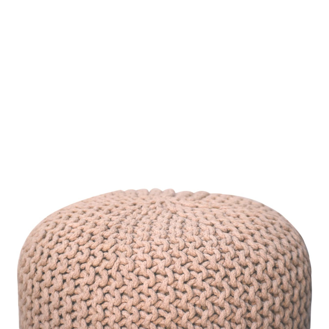 Keeva Beige Round Footstool - Smiddy Furniture
