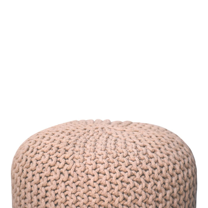 Keeva Beige Round Footstool - Smiddy Furniture