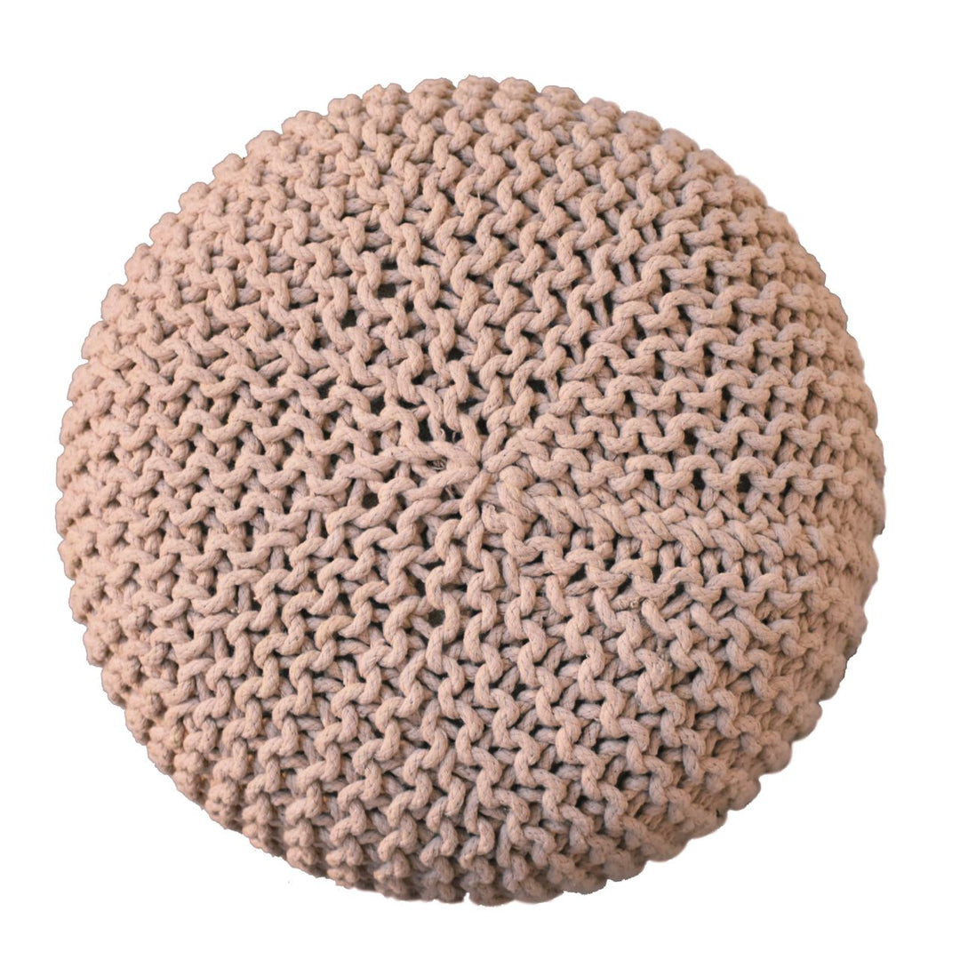 Keeva Beige Round Footstool - Smiddy Furniture