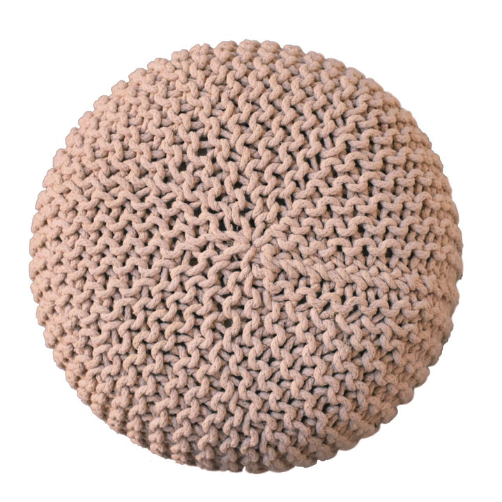 Keeva Beige Round Footstool - Smiddy Furniture