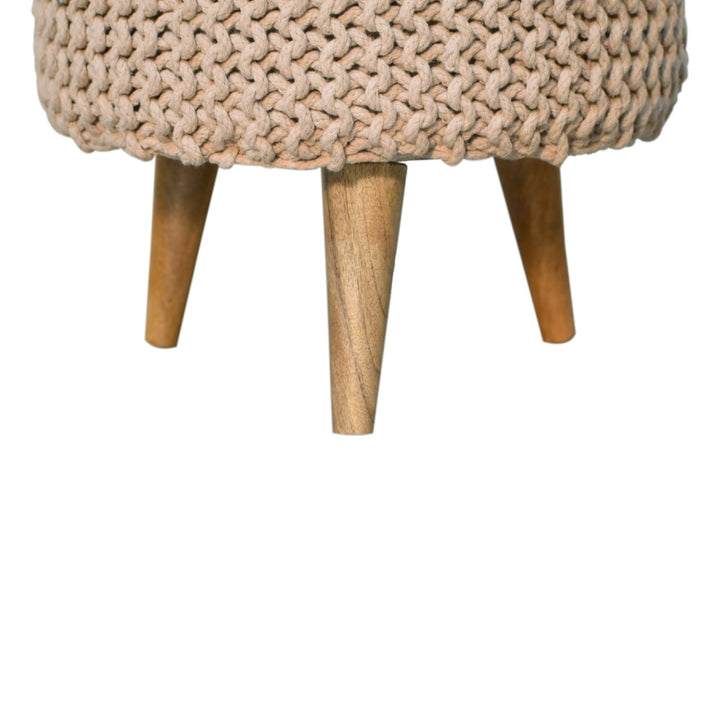 Keeva Beige Round Footstool - Smiddy Furniture