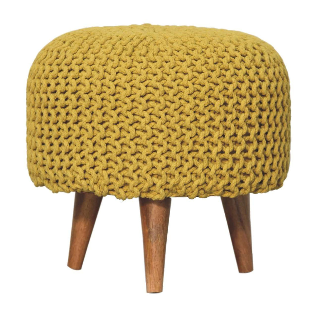 Keeva Mustard Round Footstool - Smiddy Furniture