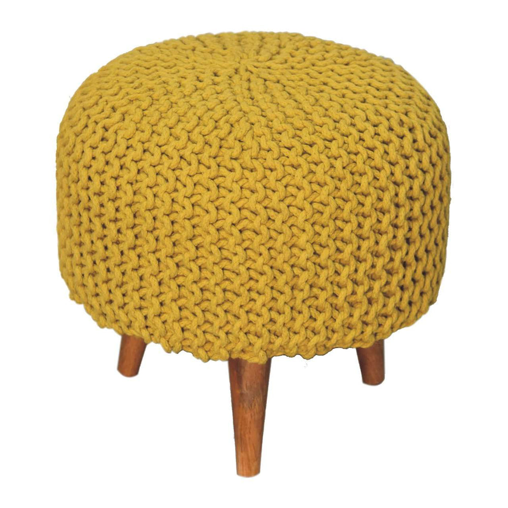 Keeva Mustard Round Footstool - Smiddy Furniture