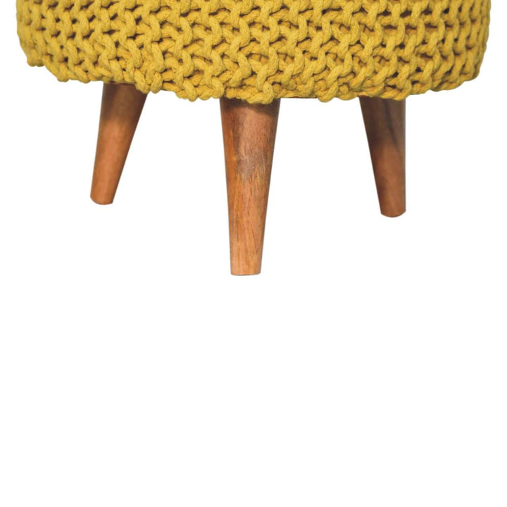 Keeva Mustard Round Footstool - Smiddy Furniture