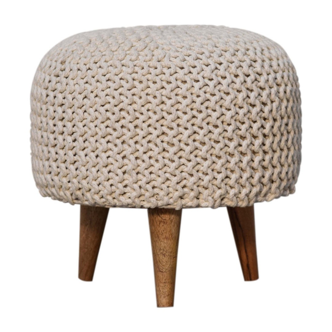 Keeva White Round Footstool - Smiddy Furniture