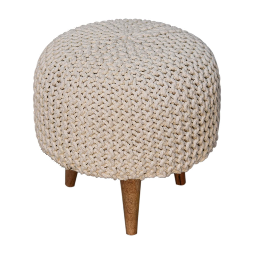 Keeva White Round Footstool - Smiddy Furniture