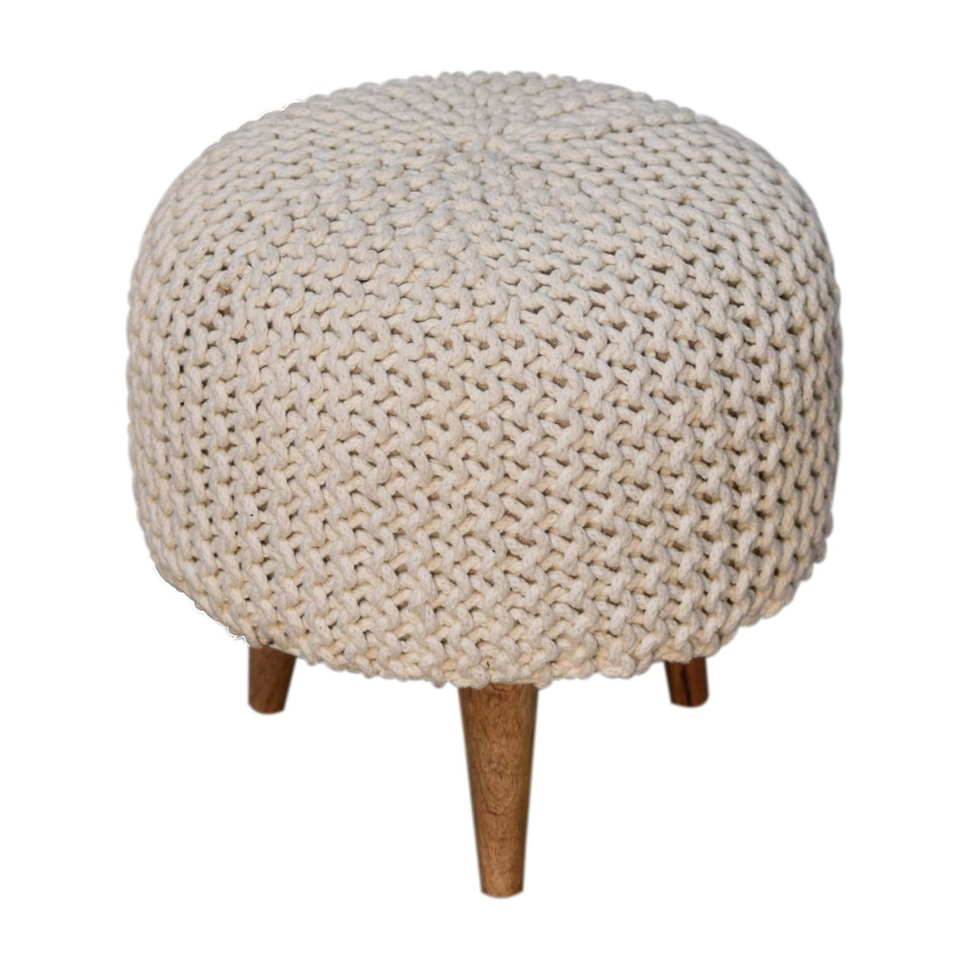 Keeva White Round Footstool - Smiddy Furniture