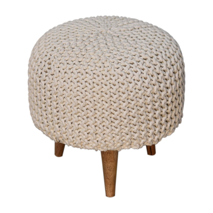 Keeva White Round Footstool - Smiddy Furniture