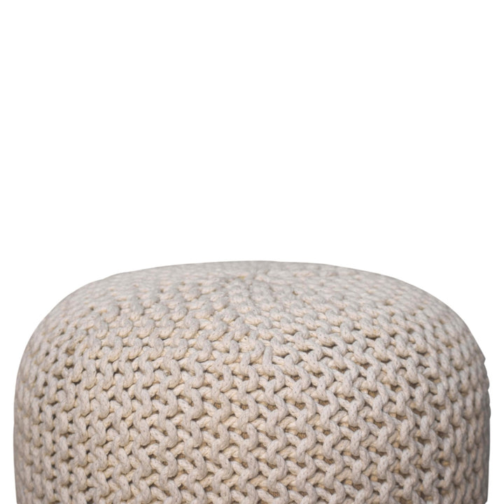 Keeva White Round Footstool - Smiddy Furniture