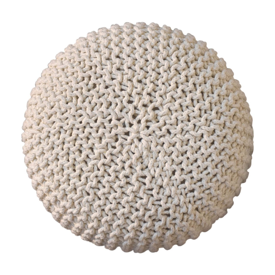 Keeva White Round Footstool - Smiddy Furniture