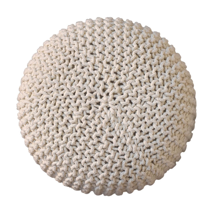 Keeva White Round Footstool - Smiddy Furniture