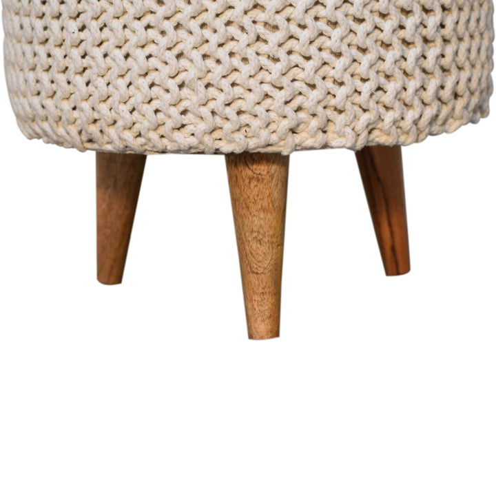 Keeva White Round Footstool - Smiddy Furniture