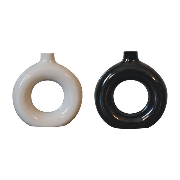 Black & White Gloss Flower Vase - Smiddy Furniture