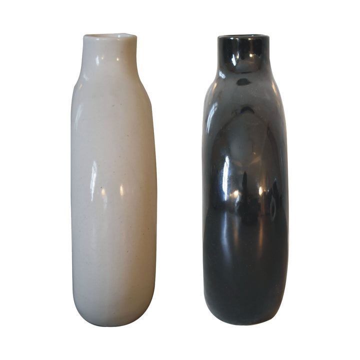 Black & White Gloss Flower Vase - Smiddy Furniture