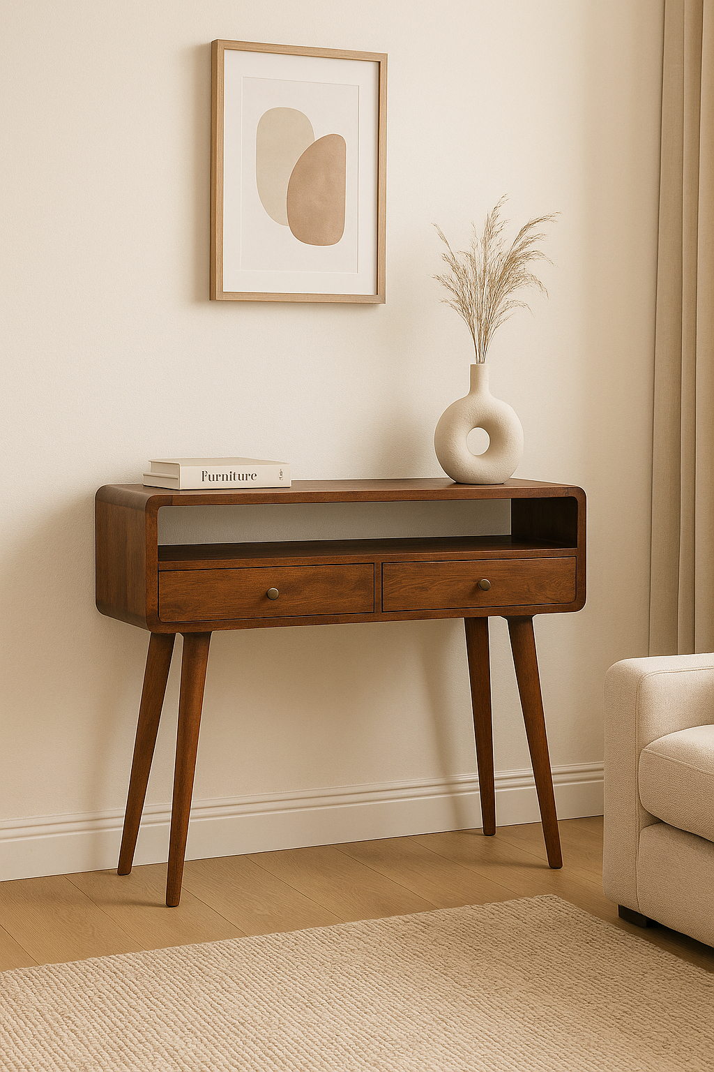 Curved Chestnut Console Table