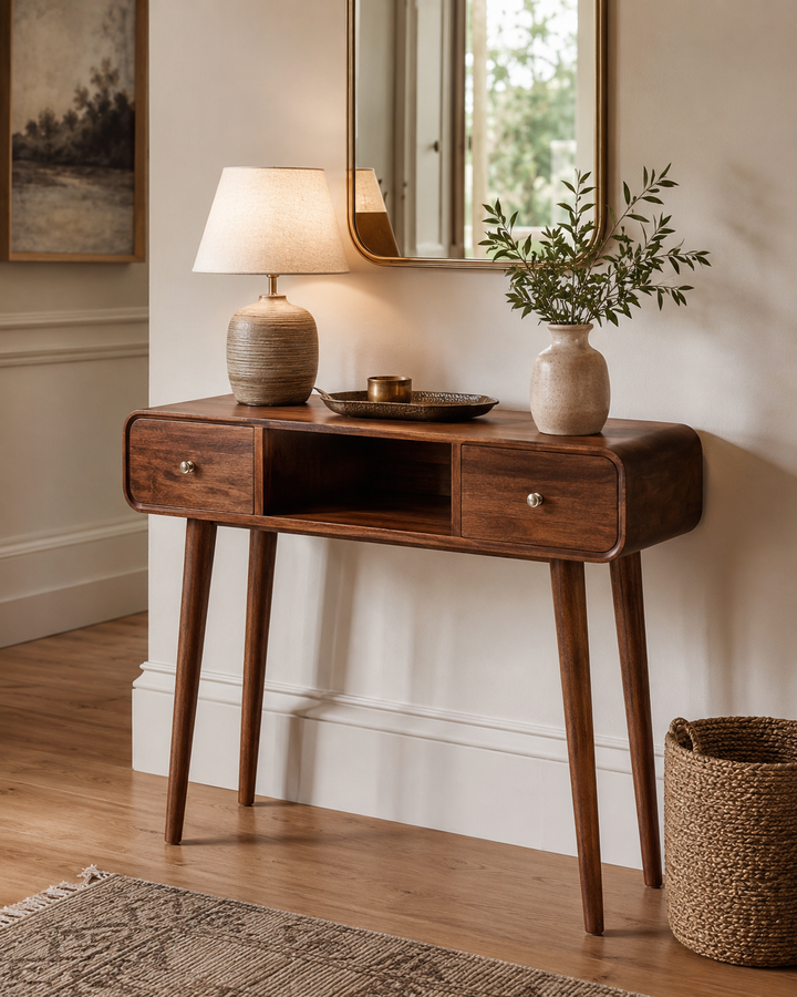 Curved Chestnut Console Table