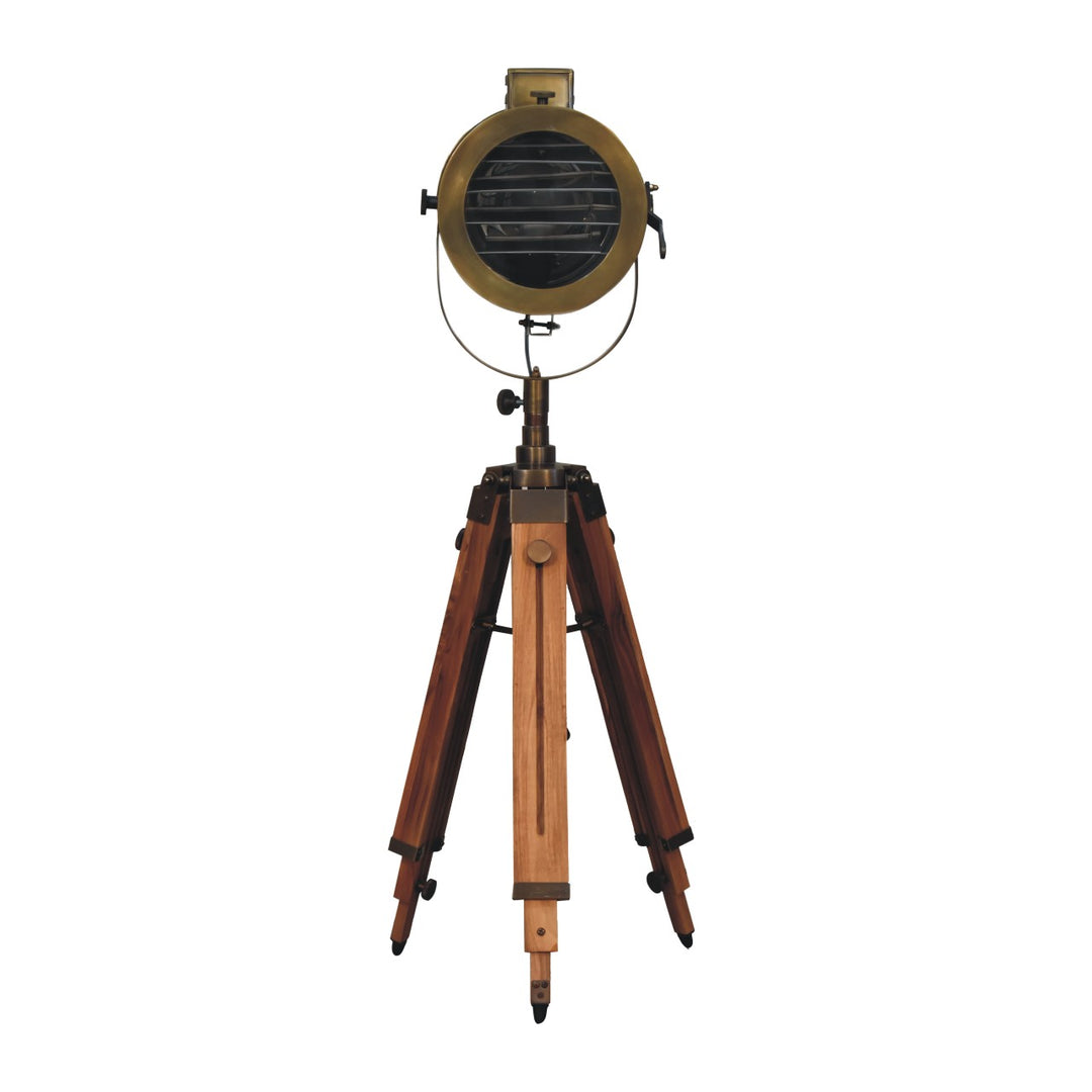 Brass Antique Tripod Fold Spotlight Floor Lamp - Smiddy Furniture