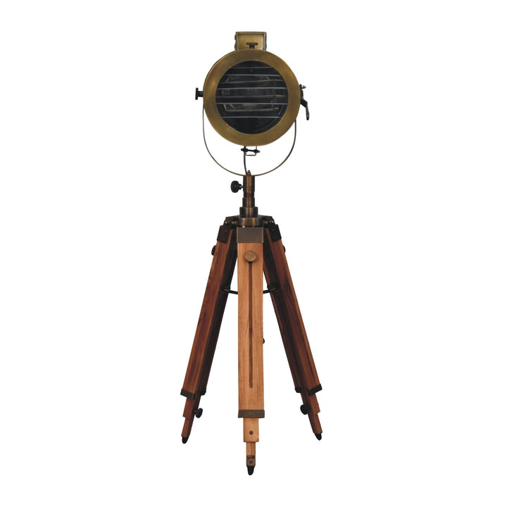 Brass Antique Tripod Fold Spotlight Floor Lamp - Smiddy Furniture