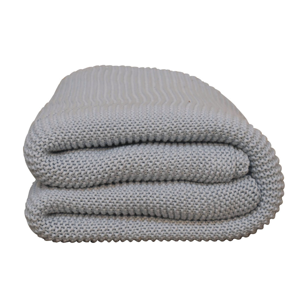 Double Blue Knit Throw - Smiddy Furniture