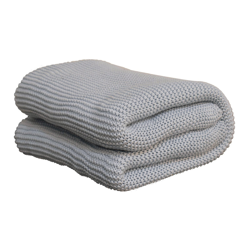 Double Blue Knit Throw - Smiddy Furniture