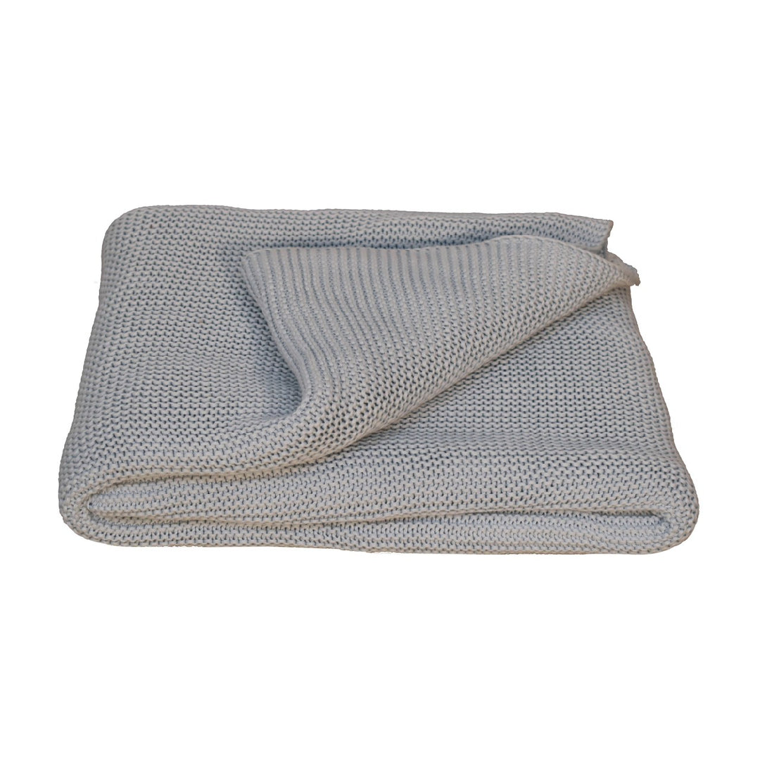 Double Blue Knit Throw - Smiddy Furniture