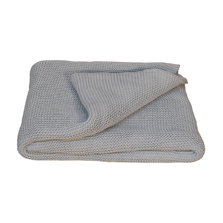 Double Blue Knit Throw - Smiddy Furniture